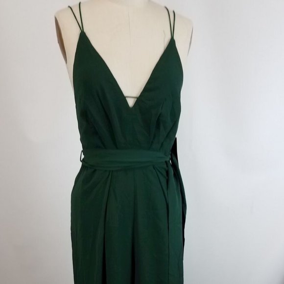 Lulus Green Sleeveless Wide Leg Long Jumpsuit - Picture 2 of 6